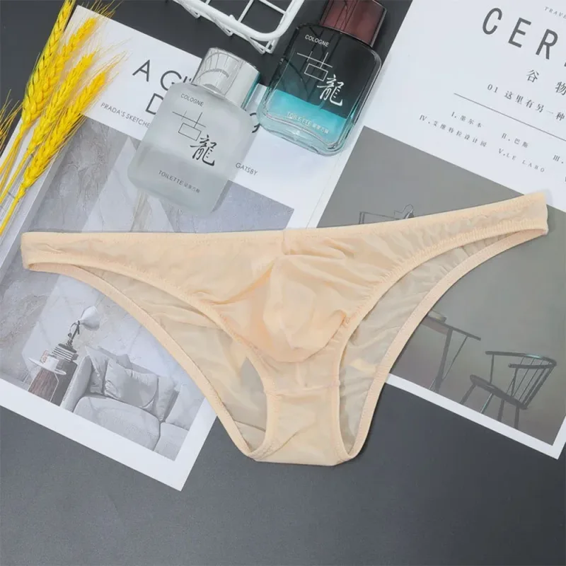 1PC Summer New Underwear Men's Ice Silk Briefs Ultra-thin Transparent Breathable Sexy Comfortable Low Waist Underpants for Men — image 20