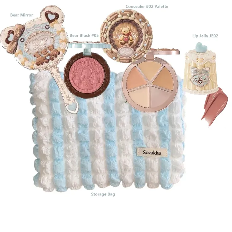 Flor sabe morango cupido coleção kit de maquiagem completa profissional rosto paleta blush sombra lábio creme sólido perfume conjuntos