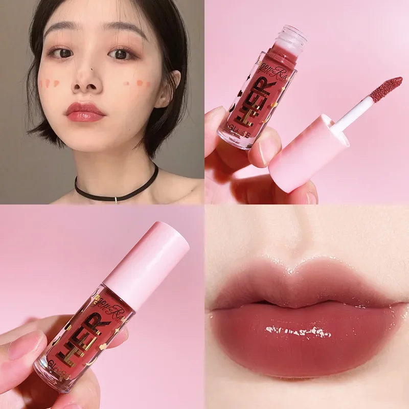 Batom líquido à prova d'água, 8 cores, hidratante, longa duração, brilhante, brilho labial, maquiagem natural, gelatina, cosméticos brilhantes
