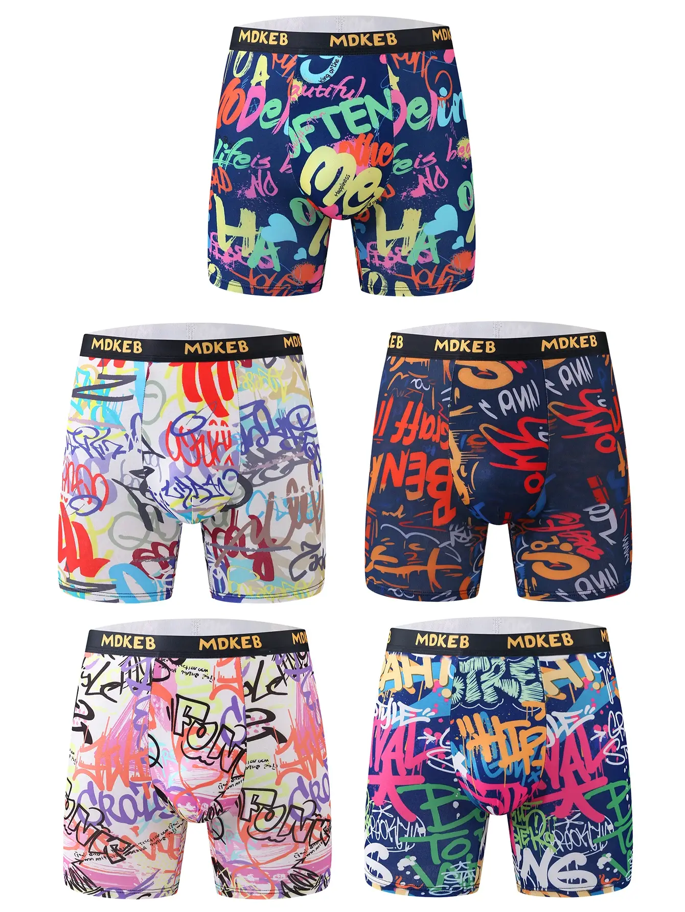 Ten-piece mixed men's graffiti pattern long boxer briefs, breathable and comfortable high-elasticity long boxer briefs, boxing