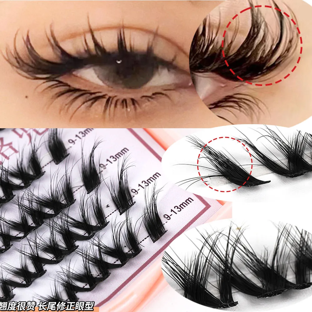 Campuran BARU 8DFluffy Satu Kluster Sambungan Bulu Mata Bersegmen Natural Mink cat Eye Effect solekan Bulu Mata Individu Bulu mata palsu