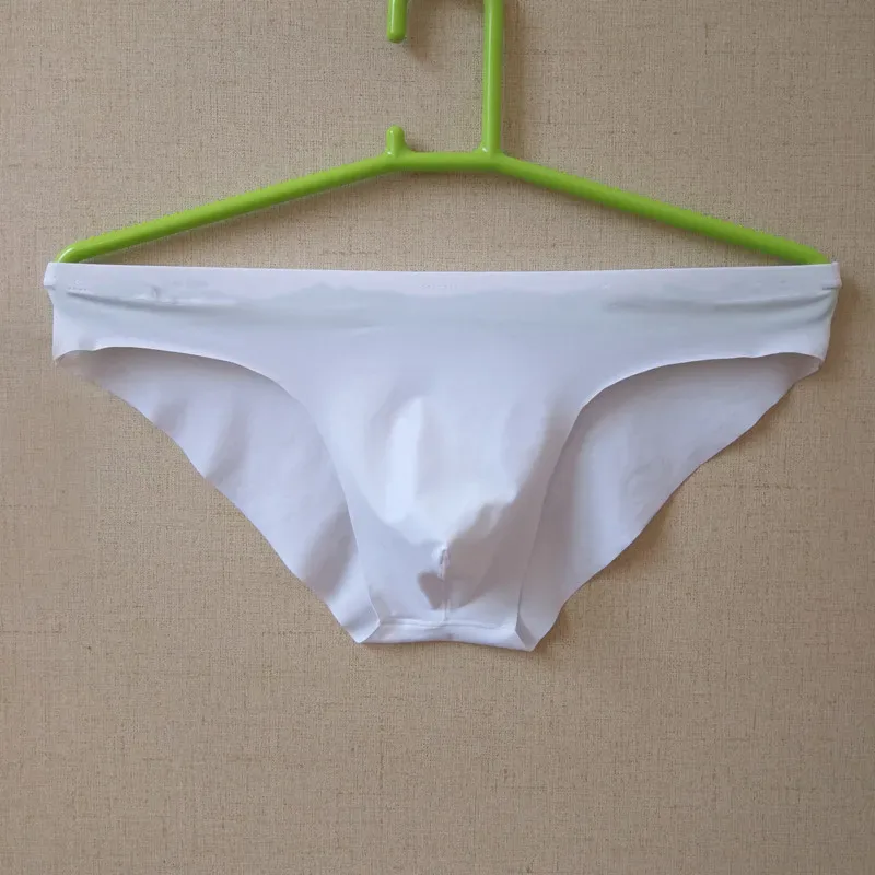 Sensação livre de seda gelo sem costura cuecas masculinas sólidas cuecas ultra-finas masculinas sem costura cintura baixa roupa interior macia
