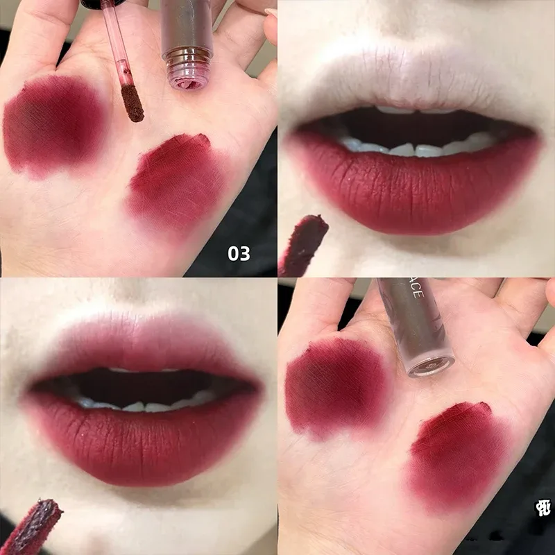 Punk marrom escuro lábio lama nude fosco laranja marrom brilho labial framboesa vermelho batom líquido à prova dwaterproof água antiaderente copo lábio matiz maquiagem