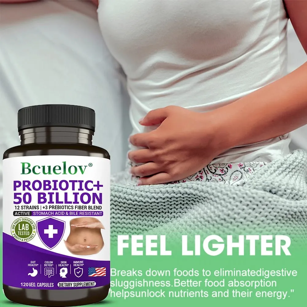 Probióticos + Prebióticos - Melhoram a digestão e a imunidade Alivia a constipação Suplemento de saúde intestinal para desintoxicação do cólon