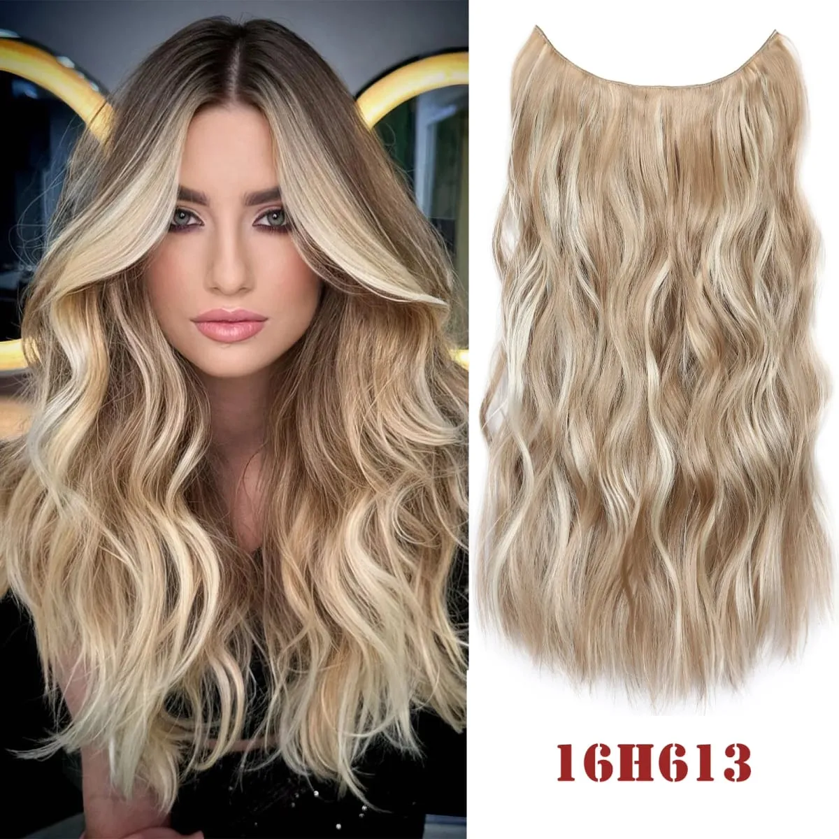 Synthatic Artificial Long Wavy Hairpiece Blonde Mixed Brown False Hair Piece For Women Two Clips Natural Hair Extension 17 Color