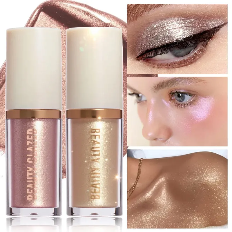 3 Pçs/set Contorno Líquido + Marcador + Blush. Conjunto de maquiagem fosca à prova d'água de longa duração Shimmer Acabamento metálico Conjunto de maquiagem para viagem