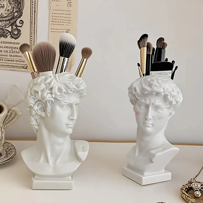 Creative Statue Of David Shape Brush Pot Desktop Ornaments Storage Box Household Makeup Brushes Organizer — image 5