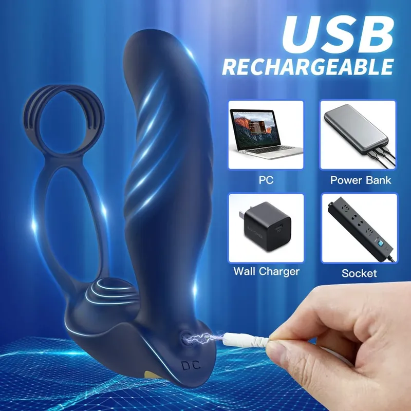 Vibrador anal bucking massageador de próstata com anel de pênis controle remoto vibratório butt plug cockring ânus brinquedo sexual para homens casal