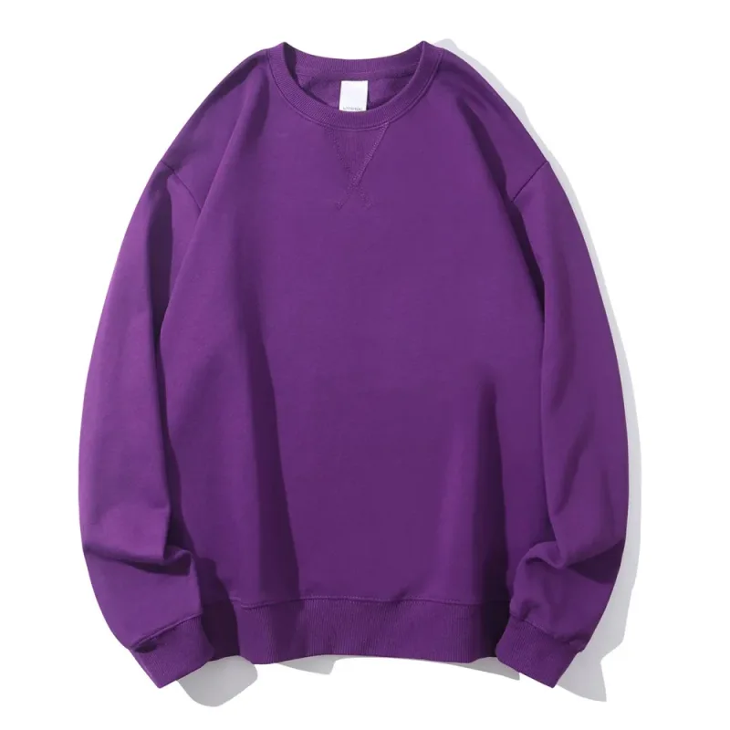 380g Tight Match Heavy Inverted Triangle Loose Versatile Solid Cotton Vintage Autum Winter Long Sleeve Round Neck Sweater