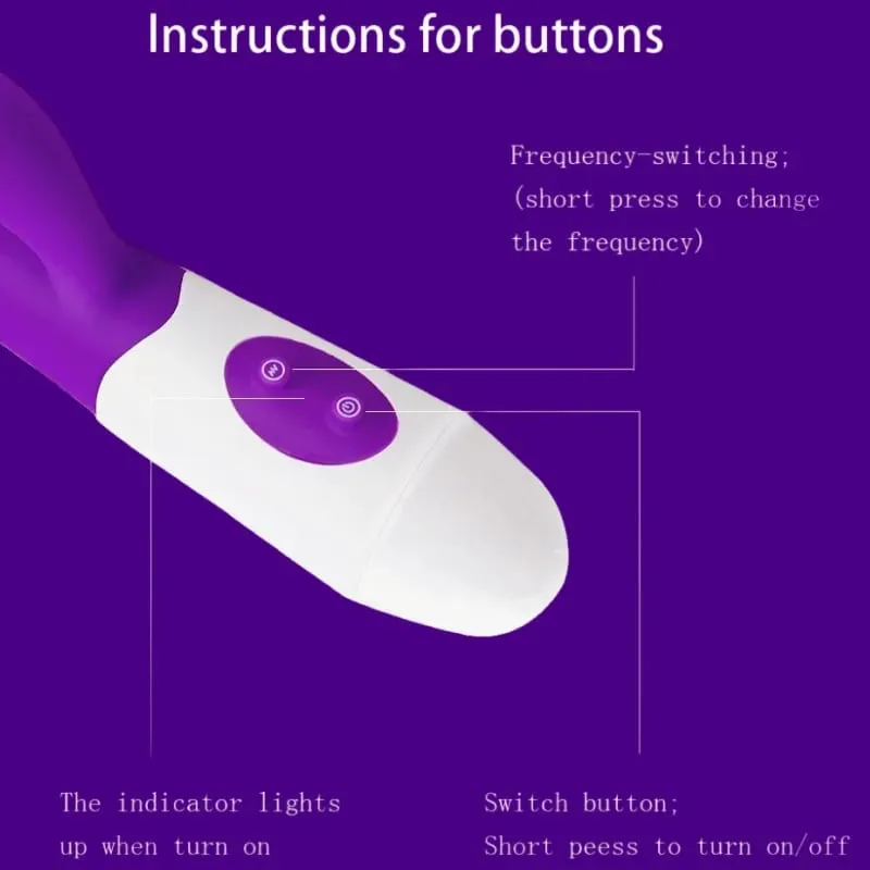 Rabbit Vibrator G-Spot Silicone Dildo Dual Vibrating Clitoris Stimulator 10 Speeds Rechargeable Waterproof Sex Toy for Women