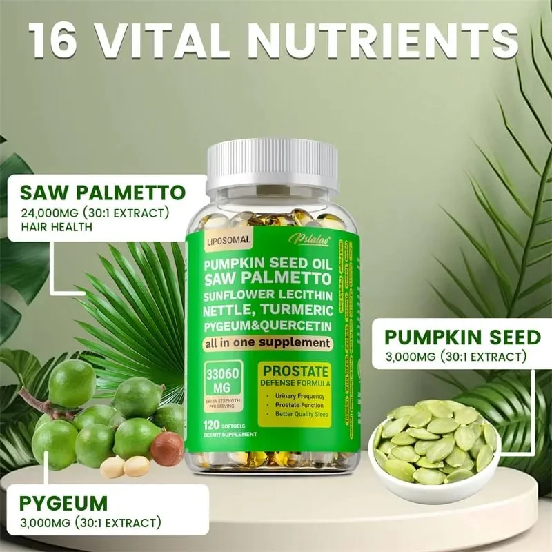 Suporte de próstata para homens adultos - Reduz o uso noturno do banheiro, alivia problemas de bexiga e do trato urinário Contém Saw Palmetto — image 4