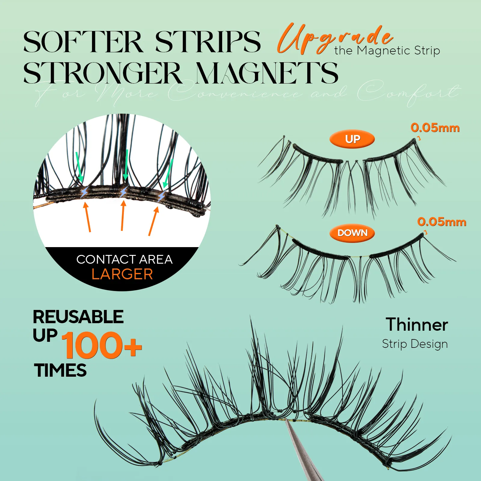 Cílios magnéticos macios, sem necessidade de cola, cílios 3d de aparência natural reutilizável, fácil aplicação, kit de cílios magnéticos macios para maquiagem dos olhos