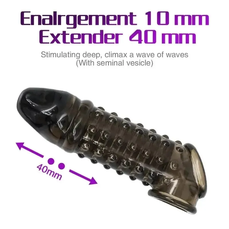 Extensor de pênis reutilizável, anéis penianos, atraso na ejaculação, camisinha para pau, capa de silicone, ampliação, brinquedos sexuais para homens