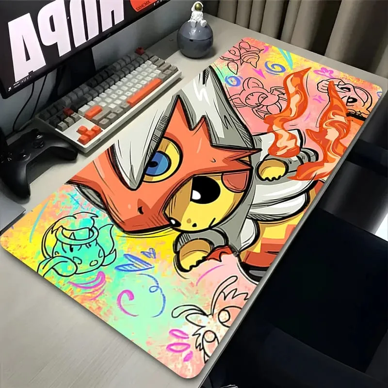 Mouse pad grande jogo de borracha tapete de mesa teclado de computador p-pokemon pikachu pc acessórios de jogos tapete kawaii mousepad
