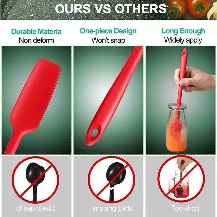 Espátula de silicone com cabo longo para cozinha, espátula raspadora de jarra, antiaderente, raspador de borracha, smoothies, liquidificadores, cozimento