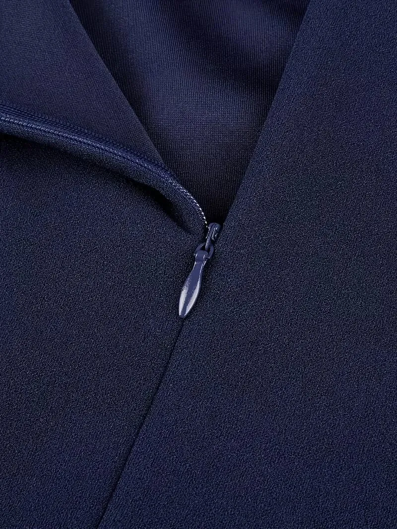 Feminino elegante em torno do pescoço meia manga cocktail túnica cor sólida solto skatista mini vestido — image 4
