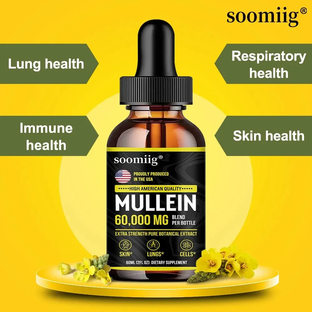 Mullein Leaf Drops - Powerful Mullein for Immune Support Detox & Respiratory Support Organic Cleanse Supplement