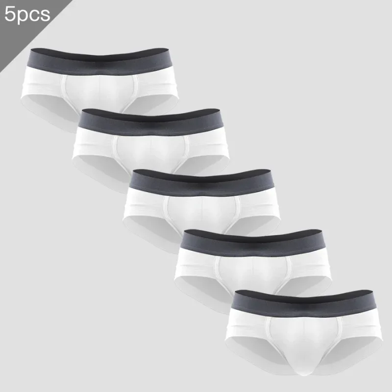5PCSMen's cuecas de três peças com bolsa em forma de U, tecido modal, respirável, calças inferiores de cintura baixa para jovens de verão