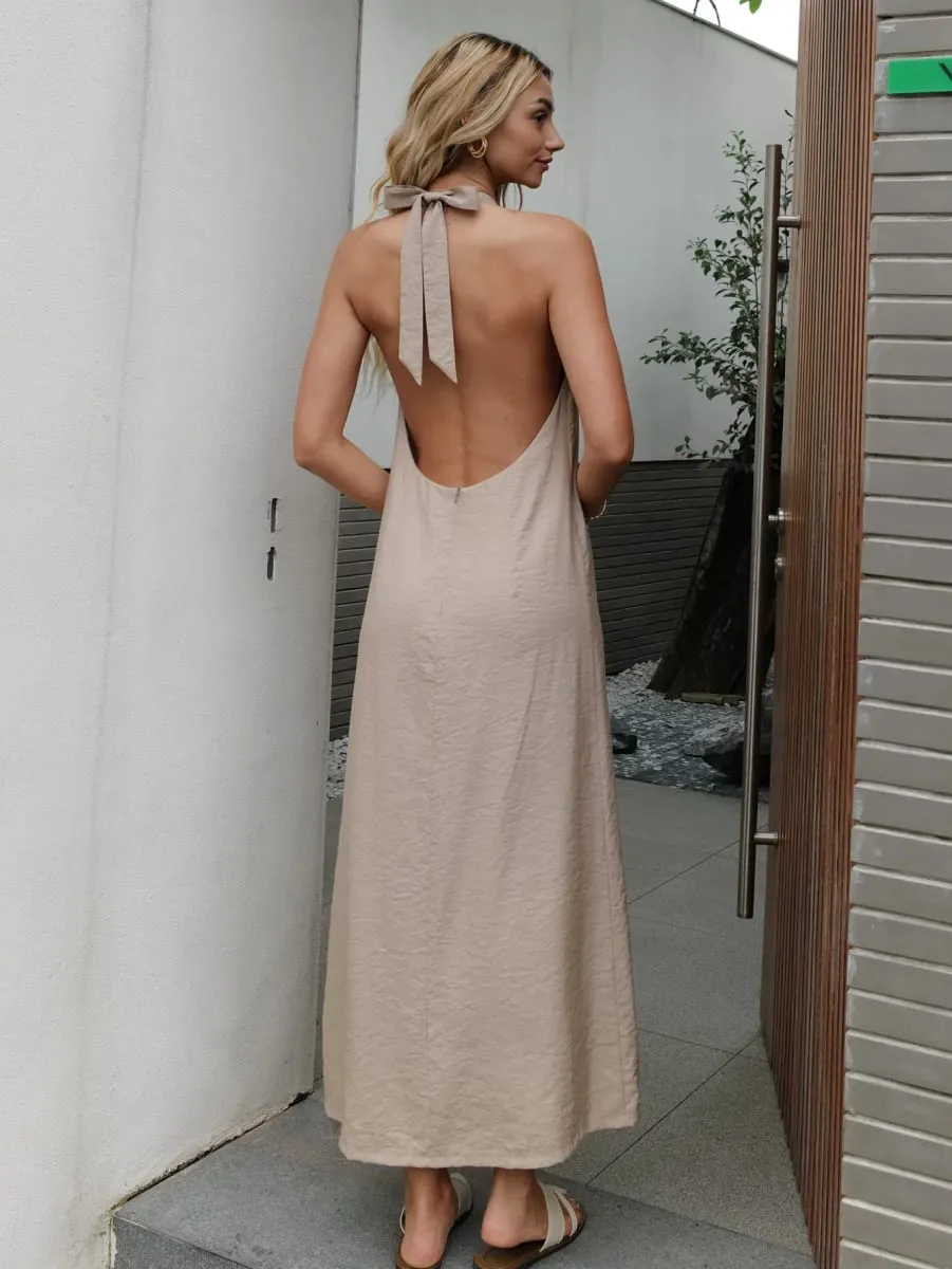 Vestido elegante feminino sem costas verão 2024