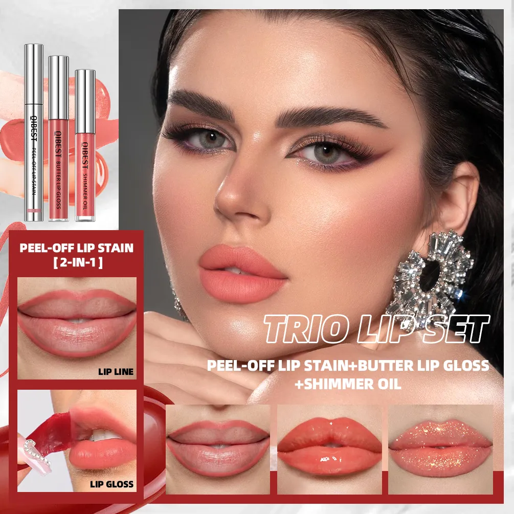 Multifunctional Makeup Sets Peel Off Lip Stain Tattoo Mirror Lipgloss Shimmer Lip Oil Lasting Cosmetics Lip Glaze Tint