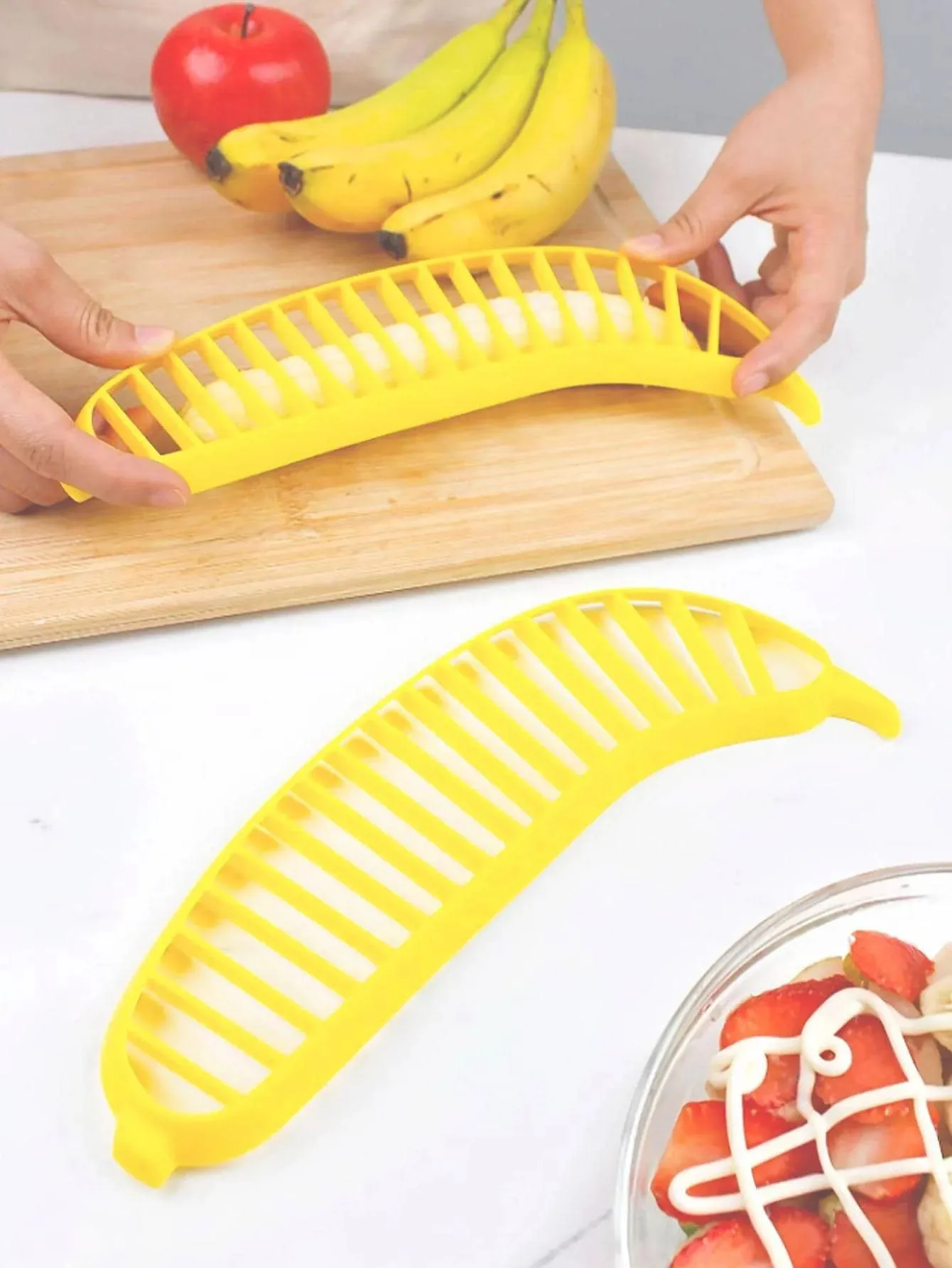 1pc divisor de banana prato de frutas salada de frutas fatiador de banana