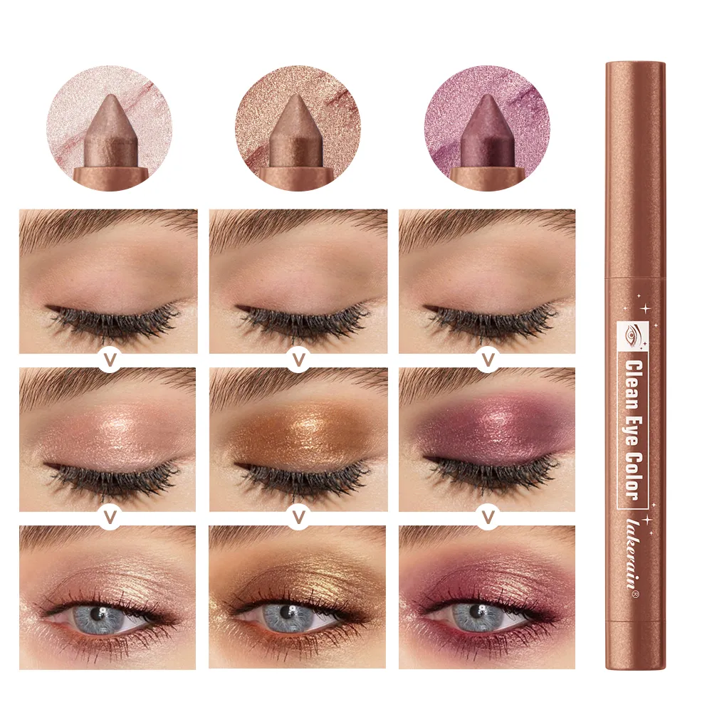 12Colors Metallic Eyeshadow Pencil Glitter Silkworm Liner Pen Highlighter Long Lasting Gold Blue Cream Eye Shadow Stick Makeup
