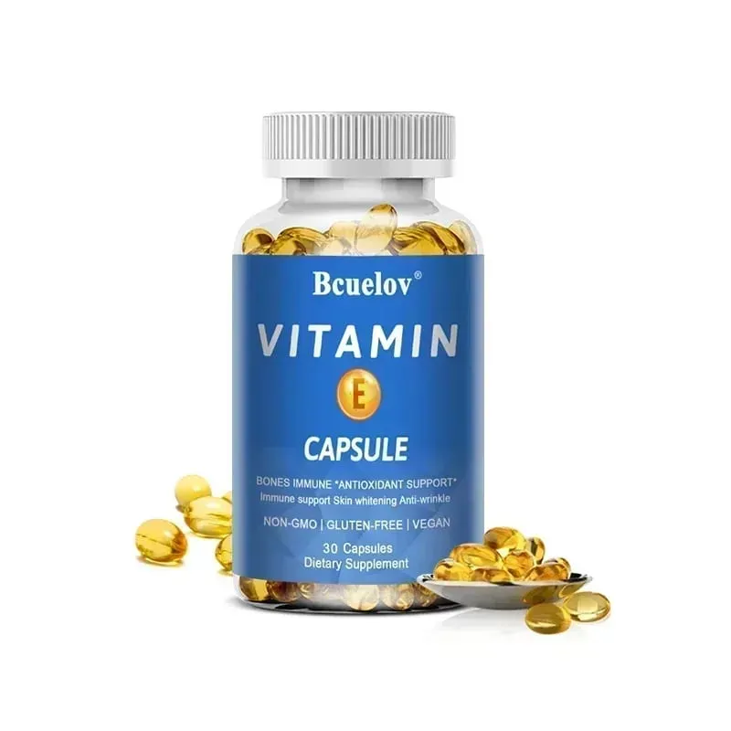 Bcuelov Vitamina E Softgels Suplementos Antioxidantes Facilmente Absorvidos - Apoia a Pele, Coração e Cápsulas de Saúde Imunológica Não OGM