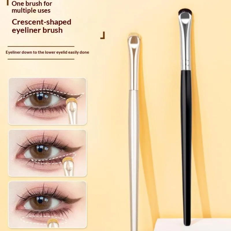 Novo 2 pçs pincéis de maquiagem delineador curvo ferramentas de manchas de maquiagem de olhos precisão macia escova de sombra fino pequeno olho ferramentas cosméticas