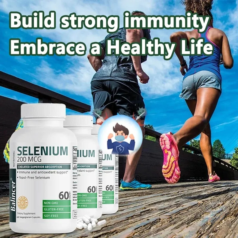 Cápsulas de Selênio 200MCG - Suporte Antioxidante Aumenta o Sistema Imunológico Aumenta os Níveis de Energia Suporte à Tireóide NÃO OGM