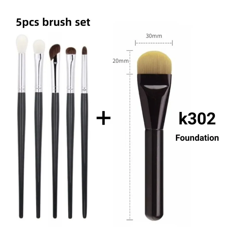 Conjunto de pincéis para sombra, cabelo natural, 5 peças, pincéis de maquiagem, ferramentas de beleza