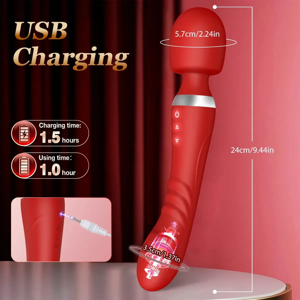 Vibrador av poderoso 2 em 1, varinha para mulheres, 10 modos, estimulador de clitóris, ponto g, massageador vaginal, brinquedos sexuais adultos para mulheres — image 4