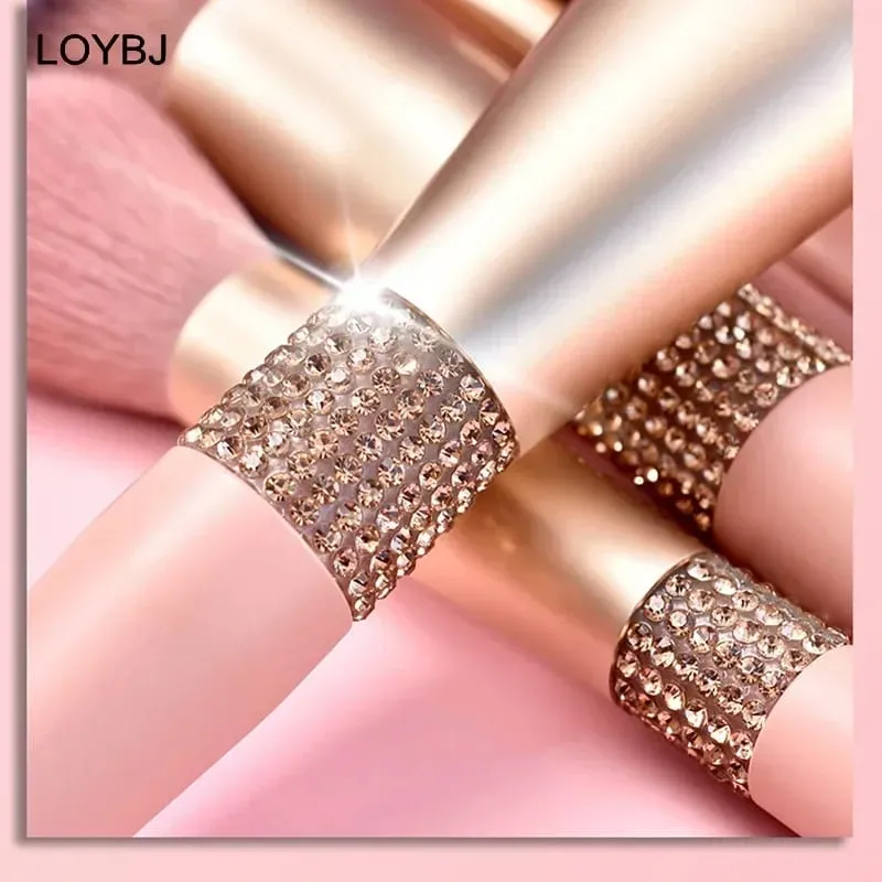 10 pçs pincéis de maquiagem diamante conjunto cosméticos ferramenta mistura pó fundação blush destaque sombra sobrancelha cílios escova