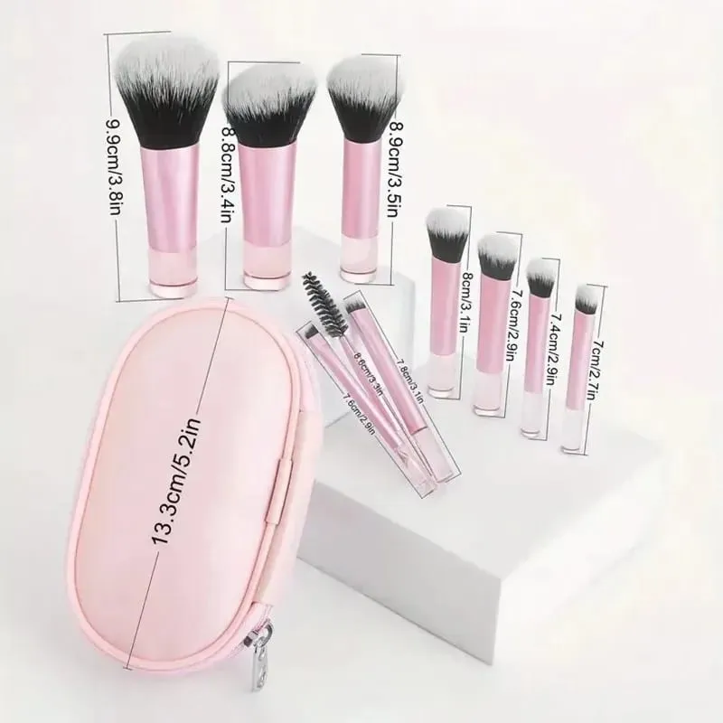10 pçs pincéis de maquiagem conjunto com saco cosméticos sombra fundação pó solto blush detalhe escova mistura beleza compõem ferramentas — image 6