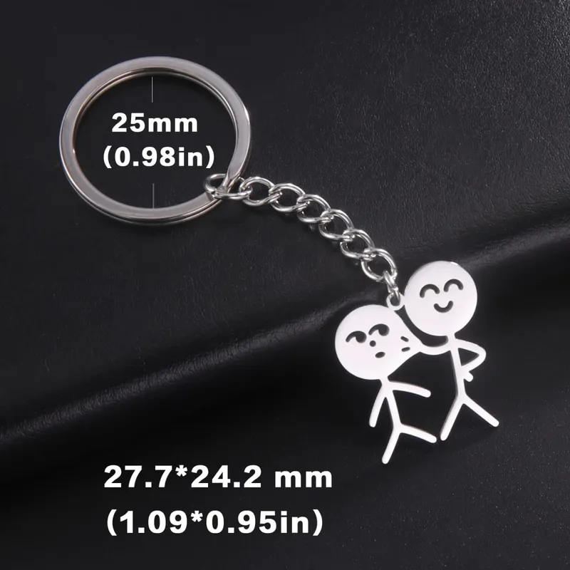 Teamer Funny Middle Finger Stickman Keychain 2026 Cute Trend School Bag Car Key Pendant Couple New Trinket Gift Keyring