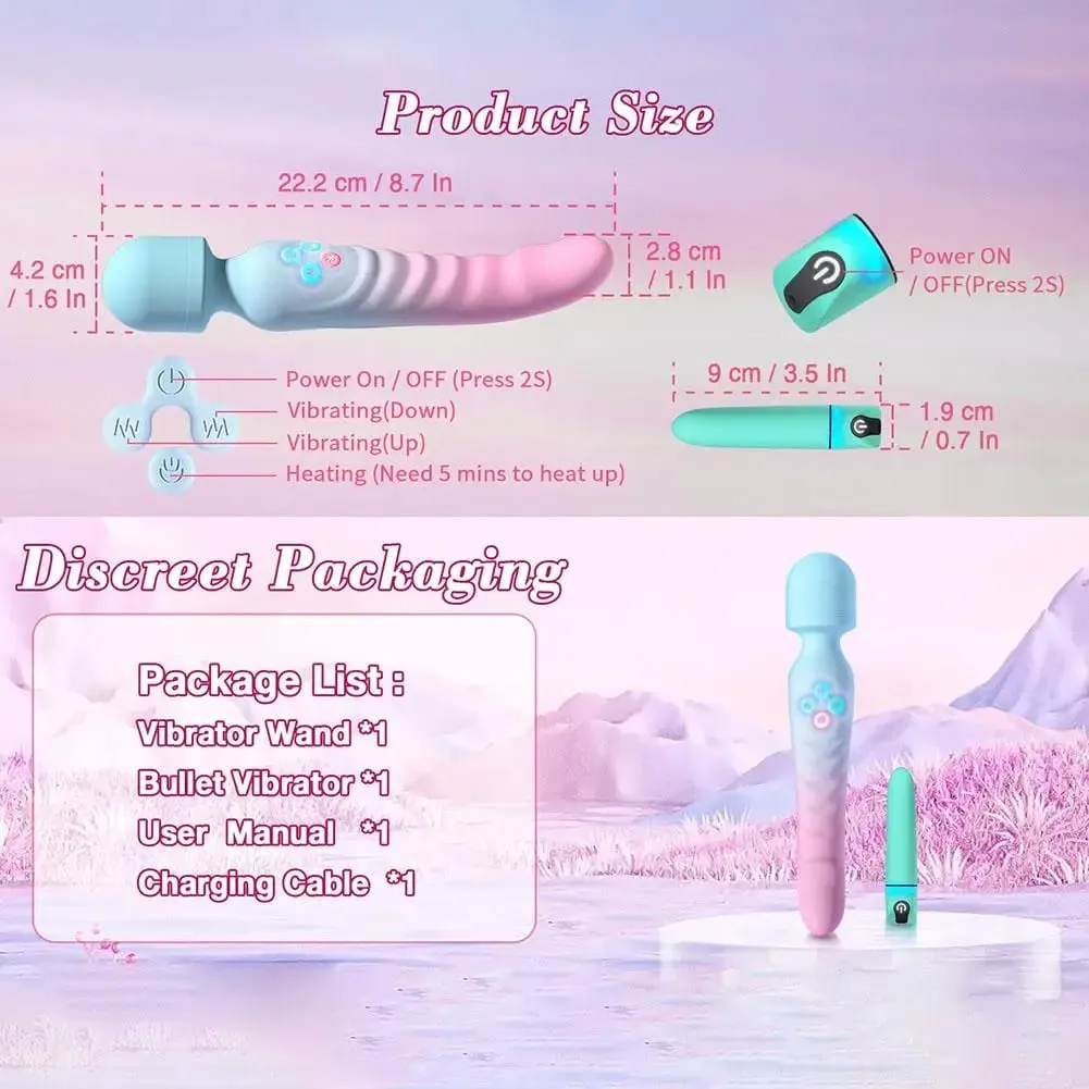 3‑in‑1 Silicone Vibrator Magic Wand Massager Multi Vibration Modes Clitoris G‑Spot Stimulator Female Vagina Massager Sex Toys