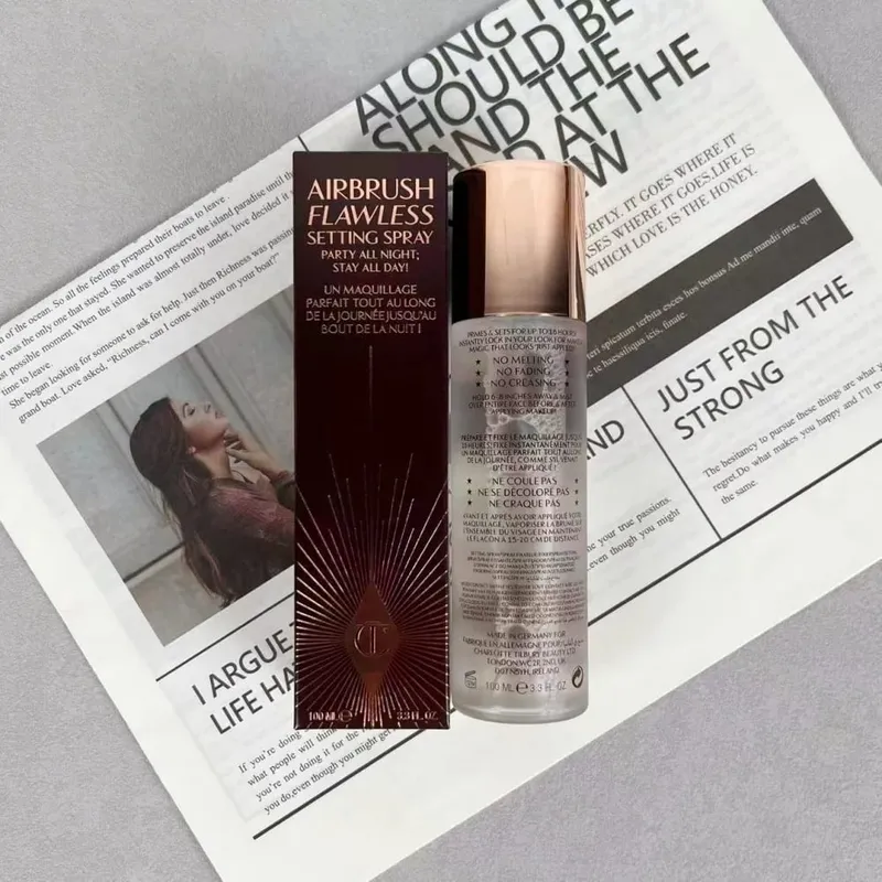 Charlotte tilbury 100ml 34ml spray de configuração 2 peças conjunto fosco pó pressionado controle de óleo rosto reparação mel pó maquiagem presente — image 18