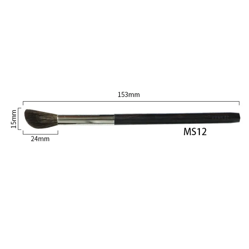 Pincel de maquiagem artesanal profissional, 1 peça, blush, iluminador, macio, saikoho, cabelo de cabra, cabo de madeira de ébano, pincéis de maquiagem