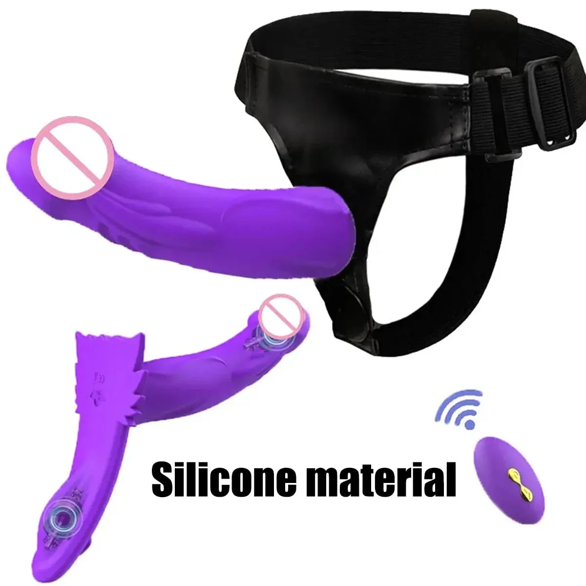 Cinta de silicone vibratória com controle remoto, cinto com vibrador ajustável, calcinha de fixação vestível para casais, estímulo duplo destacável