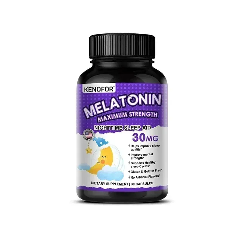 Cápsulas de melatonina 30 mg - promovem o adormecimento rápido, acalmam a mente, suplemento natural para dormir
