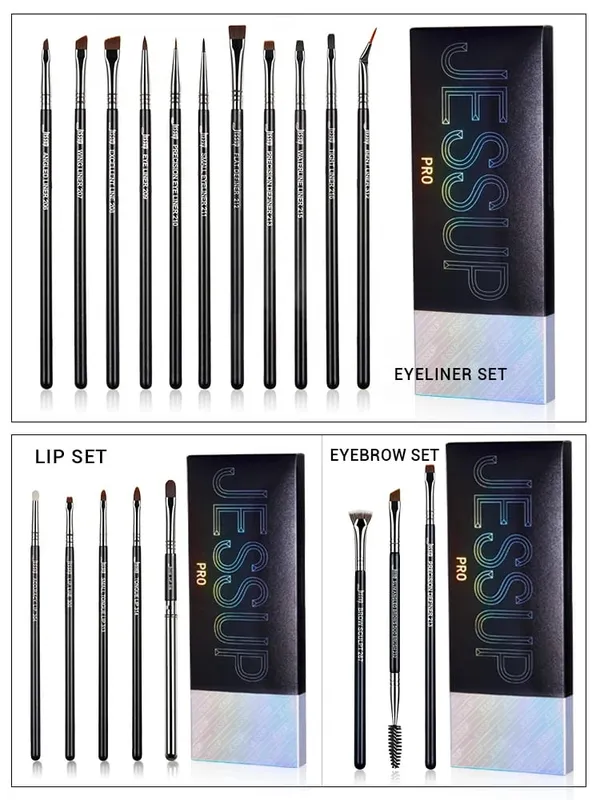 Bộ cọ chải lông mày Jessup 3 chiếc Pro Cọ chải lông mày tổng hợp điêu khắc lông mày/cọ chải lông mày có góc cạnh phẳng mỏng/thiết bị xác định độ chính xác T326