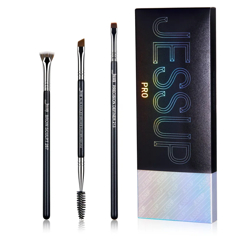 Bộ cọ chải lông mày Jessup 3 chiếc Pro Cọ chải lông mày tổng hợp điêu khắc lông mày/cọ chải lông mày có góc cạnh phẳng mỏng/thiết bị xác định độ chính xác T326