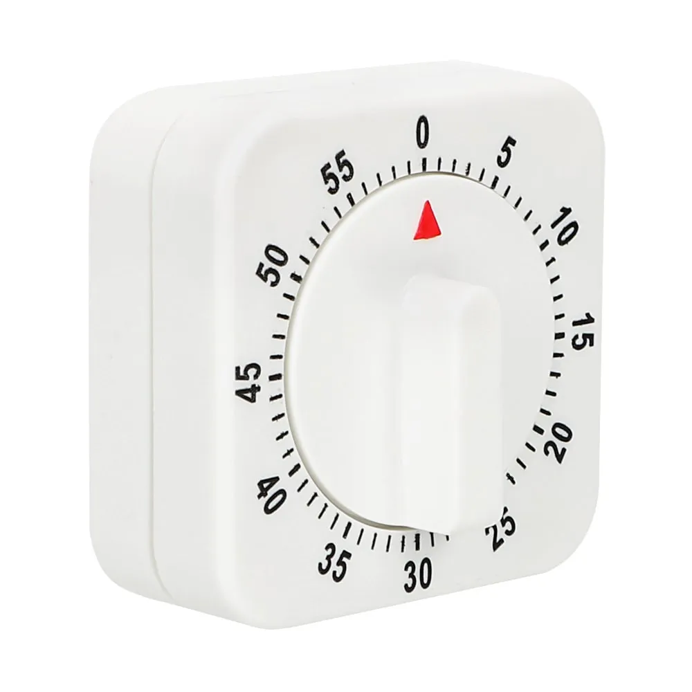 Practical 60 Minutes Kitchen Timer Cooking Tools White Square Mechanical Timer Countdown Alarm Reminder