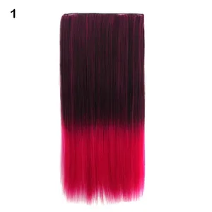 Jeedou Synthetische Clip In Haarverlenging Roze Blauw Groen Ombre Kleur Een Stuk Met 5Clips Rechte Halloween Cosplay Haarstukjes