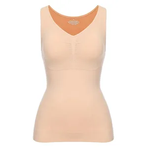 Tank Tops for Women with Built in Bra Shelf Bra Casual Wide Strap Basic Camisole Sleeveless Top Shaper with Removable Bra