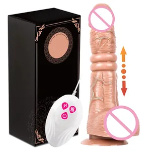 Teleskopisk Vibrerande Stötande Realistisk Dildo Kvinnlig Onani Med Sugkopp Uppvärmning Penis Fjärrkontroll Dick För Kvinnor