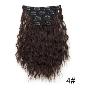 Ekstensi Rambut Keriting Bergelombang Pendek Sintetis 12 Inci 4 Buah/Set Klip Di Rambut Mudah Dipakai untuk Penggunaan Pesta Wanita Sehari-hari