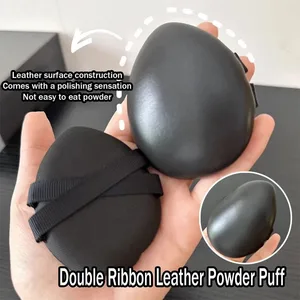 Esponja de maquillaje para base, esponja seca y húmeda de doble uso, cojín de aire de algodón suave, superficie de cuero, herramientas de maquillaje, 1/2 Uds.