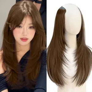 Kẹp trong Tóc Tóc Giả Tổng Hợp Bộ Tóc Giả Cao Lớp Hướng Vào Trong Cong Tóc với 5 Kẹp dành cho Phụ Nữ Sử Dụng Hàng Ngày