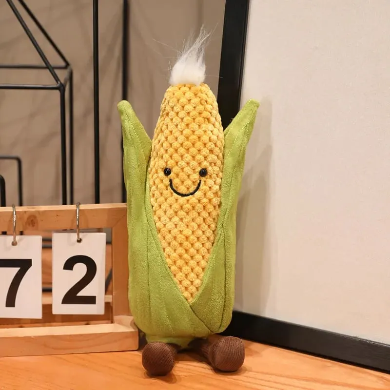 Travesseiro de pelúcia humanóide recheado, boneco sorridente de milho, cenoura, aspargos com pernas, decoração, presente
