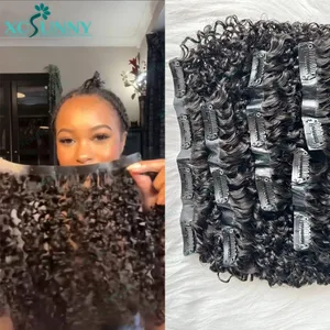 Kinky Krullend Naadloze Clip Ins Echt haar Birmaans PU Clip In Extensions van echt haar Kinky Krullend Voor zwarte vrouwen 240g Volledig hoofd